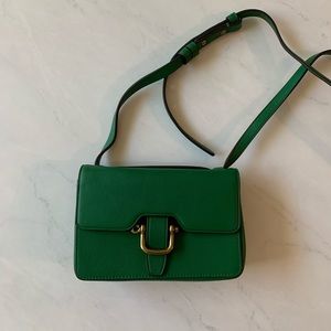 J Crew green mini crossbody leather bag